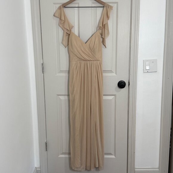 Azazie Dresses & Skirts - Azazie Dress Womens 6 Beige Bridesmaid Wedding C Cup Maxi Formal Elegant Neutral